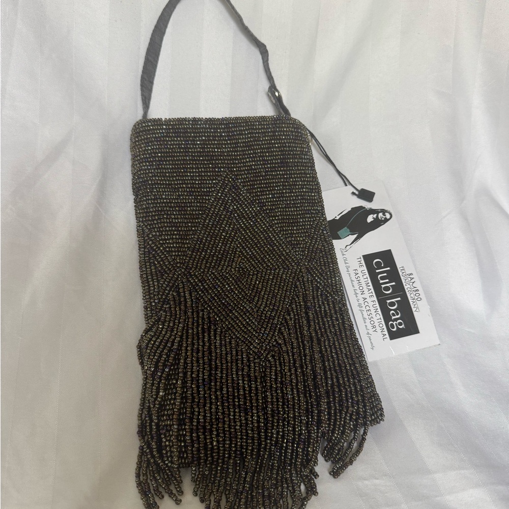 Elegant Black and Gold Beaded Shoulder Bag